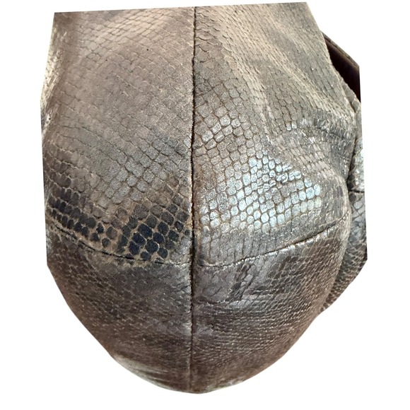 Coach Kristin Shoulder Bag Metallic Snakeskin Embossed Leather Gunmetal Hardware - Picture 7 of 14